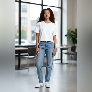#210 PAIGE Light Blue Straight Leg Jeans